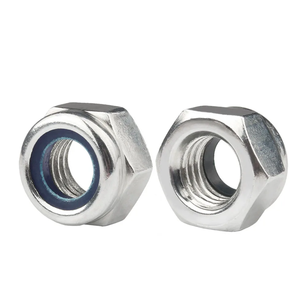 Picture 4: Nylon Insert Hex Lock Nuts 304 Stainless Steel Metric Locknuts Coarse Thread Self-Locking Nuts M3 MM4 M5 M6 M8 M10