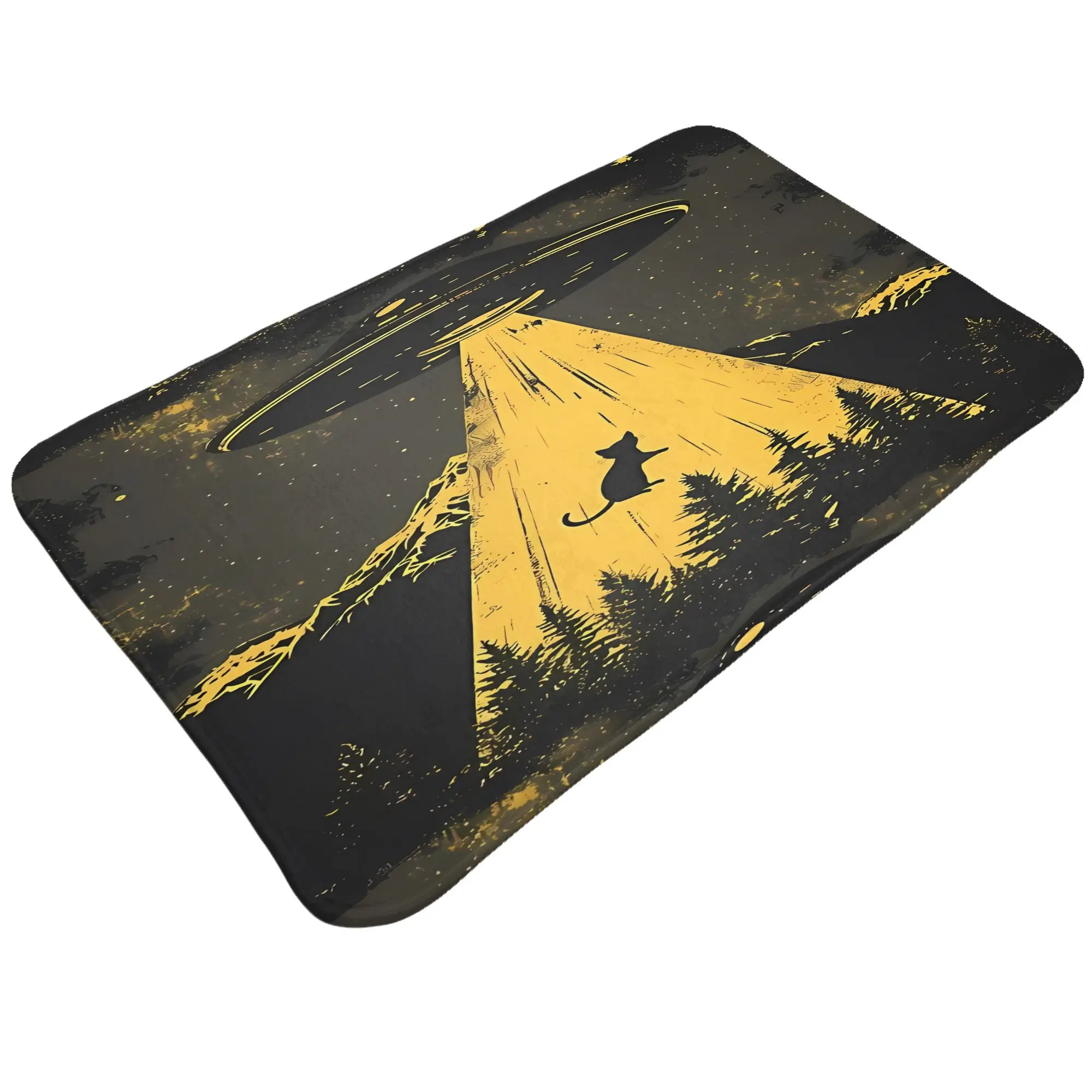 Yellow Light Column Non-slip Doormat Bath Mat Cat UFO Balcony Indoor Home Decor