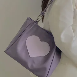 Borsa a tracolla Tote borsa da pendolare in morbida pelle pu di grande capacità da donna borsa da pendolare in stile college per studenti nuovo stile viola