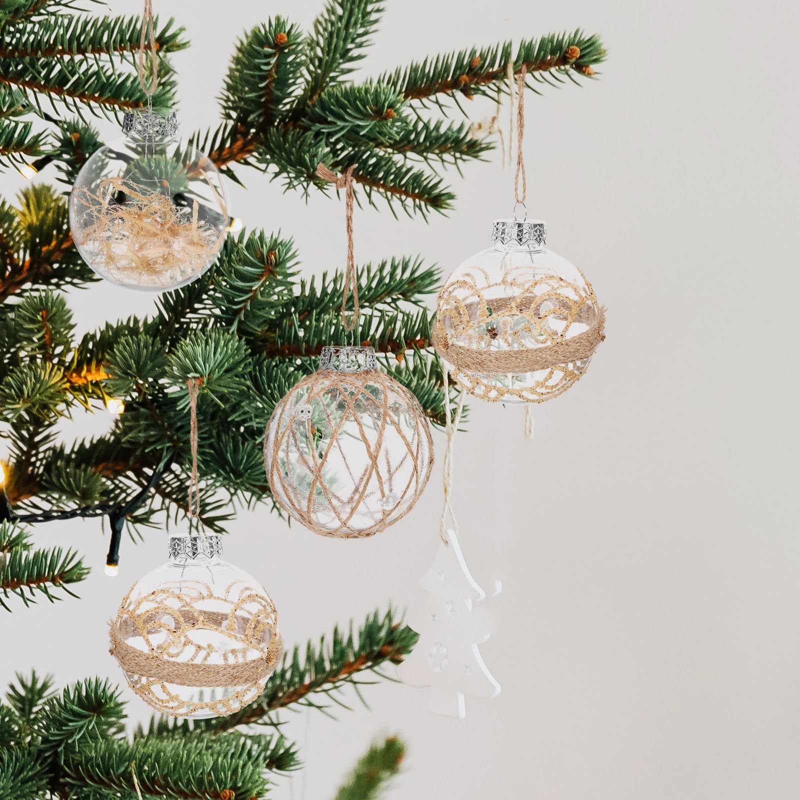 

6 Pcs Hemp Rope Christmas Balls Man Shatterproof Ornaments The Pet Xmas Hanging