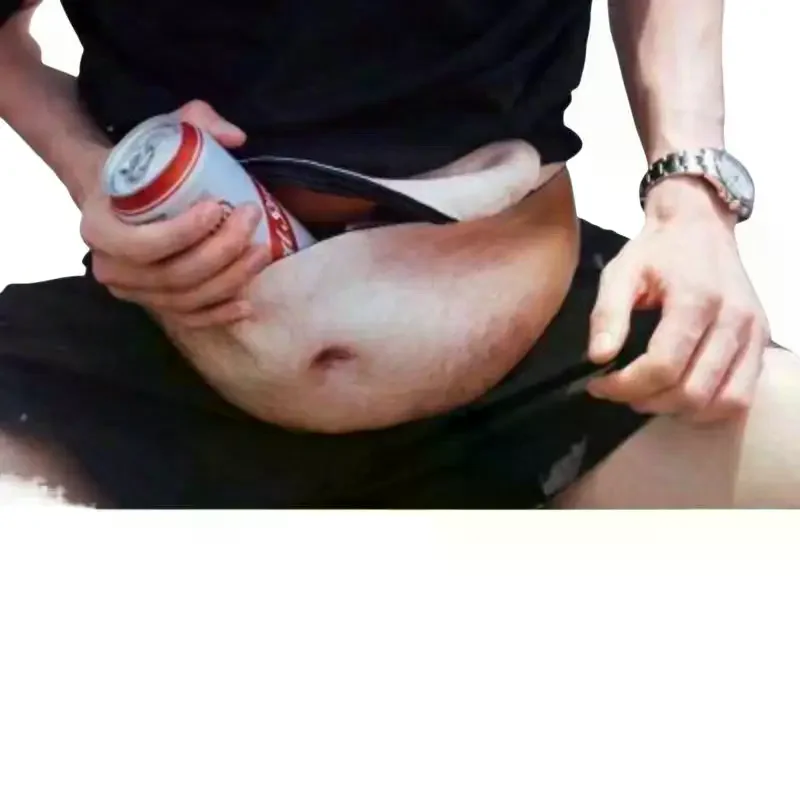 Realistic 3D Dad Belly Fanny Pack Hidden Storage Adjustable Waist Strap For Pranks Halloween Gifts