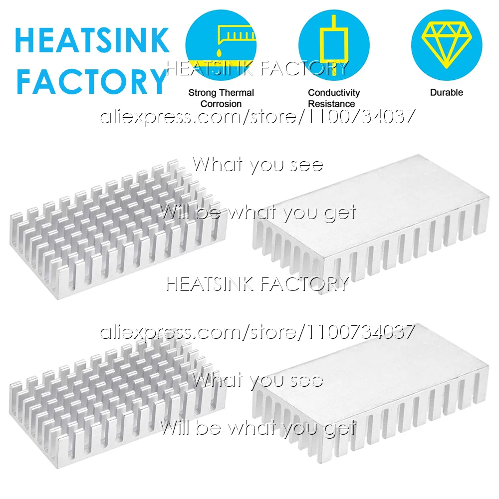 50x25x10mm Silver Zigzag Aluminum Pin Fins Heatsink Cooling Radiator Cooler Heatsink for LED Power IC Transistor Module PCB