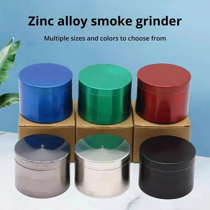 4 Layers Tobacco Dry Herb Grinder Zinc Alloy Manual Grass Cutting Crusher for Smoking Pipe Accessories 40mm 50mm 63mm Size