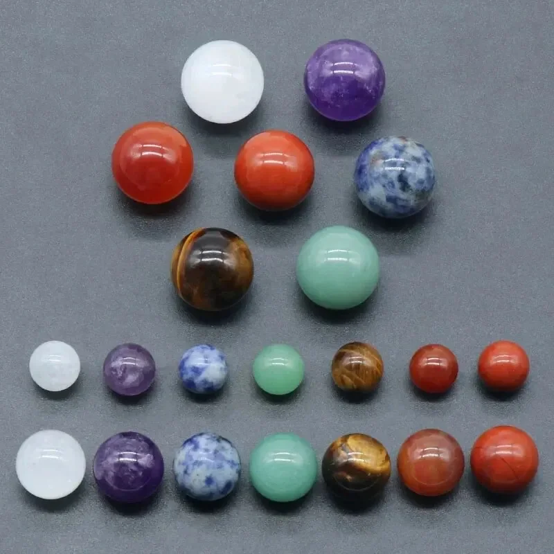 7pcs/Set Natural Stone 12mm Beads Crystal Amethyst Tiger Eye Quartz Chakra Yoga Stone Round Balls Ornaments Jewelry Accessories