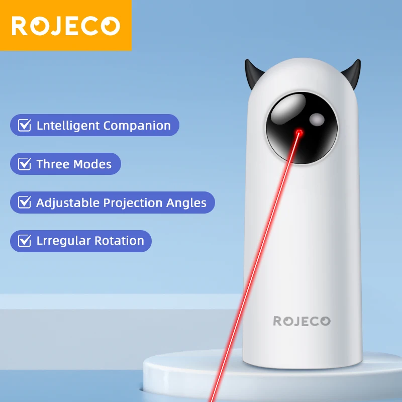 ROJECO Automatic Cat Toy Interactive Smart Pet Teasing LED Laser Indoor Cat Toy Accessories Handheld Electronic Cat Toys For Dog