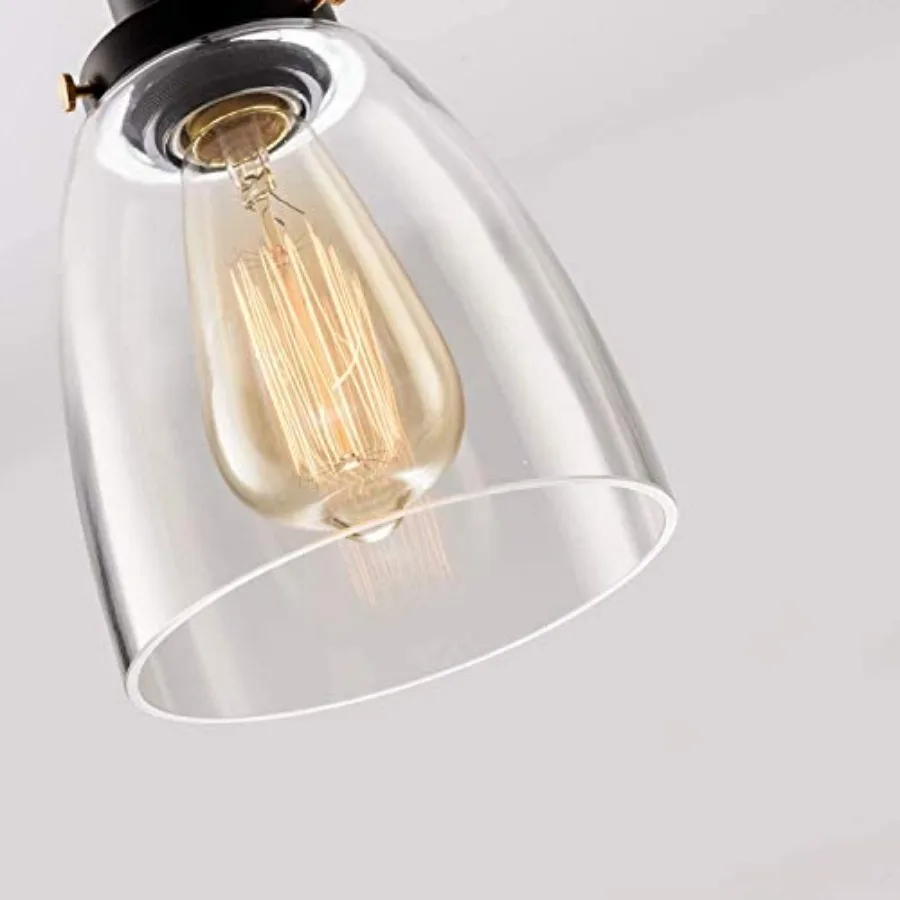 Kitchen Mini-Pendant Light Industrial Edison Hanging Light Island Glass Adjustable Nylon Core Ceramic Holder Lighting Fixture I