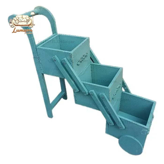 ‌Best Seller Solid Wood Plant Stand Cart - 3 Tier Rolling Flower Shelf for Garden Patio, Mobile Bonsai Organizer Balcony Decor