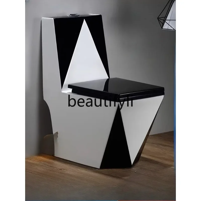 

Colorful Square Personalized Diamond Ceramic Toilet Household Bathroom Odor-Proof Siphon Seat Toilet