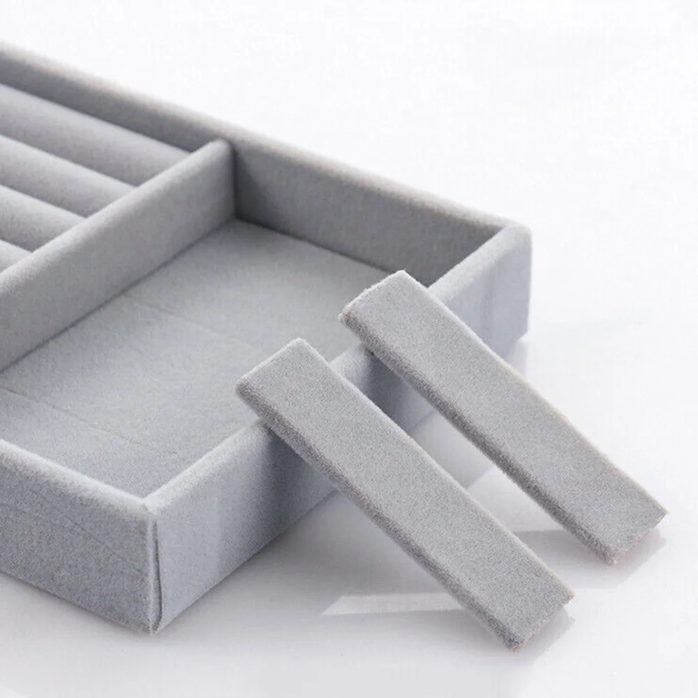 Velvet Jewelry Display Tray Case Hot Sale Stackable Exquisite Jewellery Storage Holder Boxes Portable Ring Earring Organizer Box