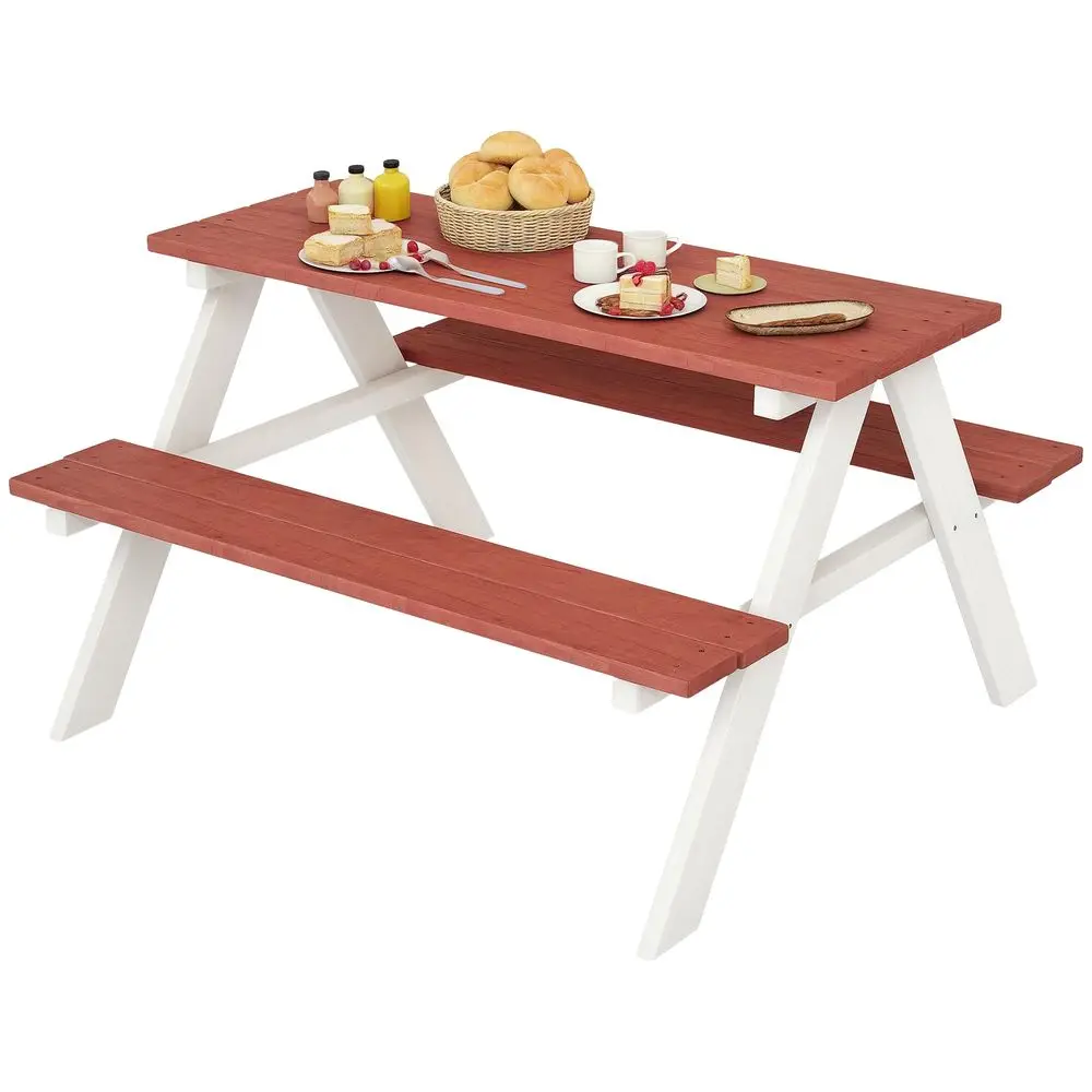 

Kids Picnic Table Set, Wooden Table amp Bench Set, Kids Patio Furniture Outdoor Toys for Garden, Backyard, Aged 38 Years Old, B
