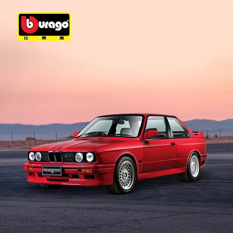 Bburago 1:24 BMW 1988 M3(E30), miniatur Diecast Model Bmw mobil Retro Aloi mewah, hadiah Natal anak-anak