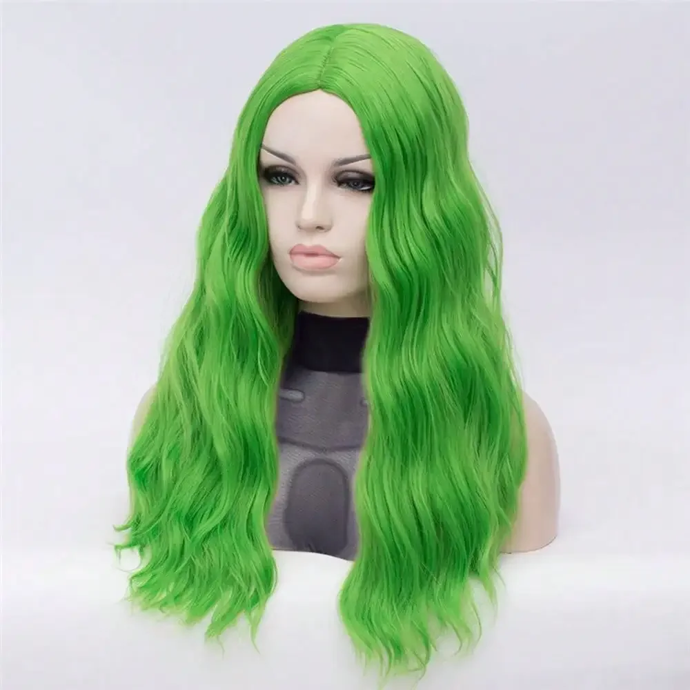 MSIWIGS-pelucas sintéticas onduladas para mujeres blancas y negras, línea media verde larga, peluca roja, Red Rosa resistente al calor, Cosplay