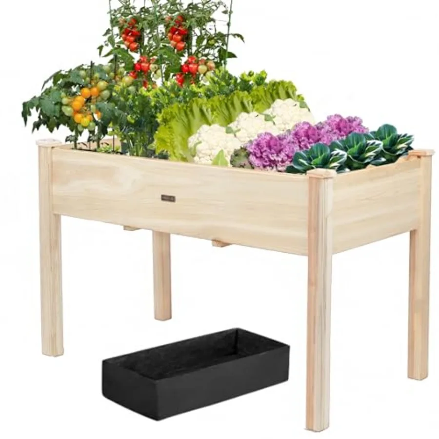 

48x24x30in Raised Garden BedWooden Raised Garden Beds Outdoor Elevated Reinforced Planter Box with Legs for Backyard/Patio/Gard