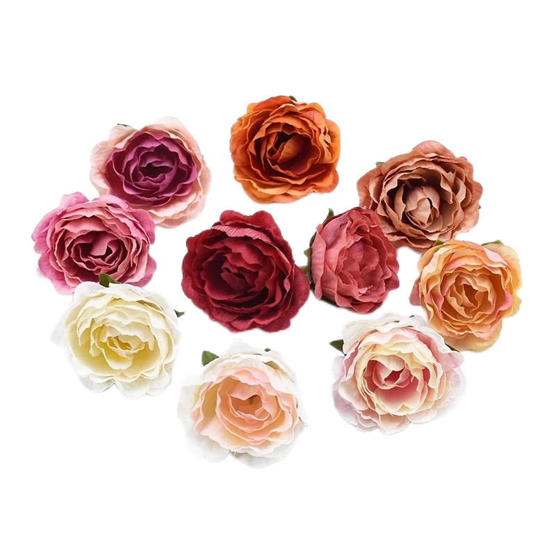 

20Pcs 4Cm Artificial Flower for Wedding Crafts Silk Roses Christmas Home Decor Diy Brooch Candy Box Scrapbooking Background Wall