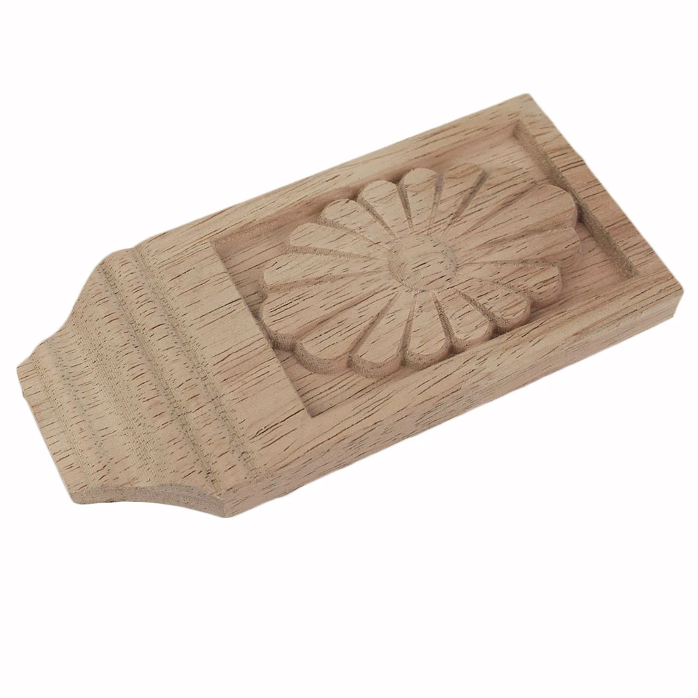 Apliques de madera en forma de miniaturas para muebles, estilo Floral figuritas de tallado en madera, parche de flores talladas, para cama, armario, 2 piezas