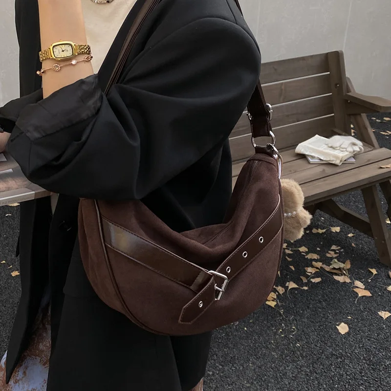 

Winter Fashion Suede New Urban Fashion Luxury Women's Bags High Sense Niche Single Shoulder Armpit Bag Trendy Messenger Bag