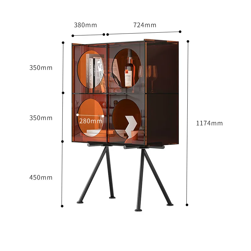 Acrylic figure cabinet, creative small side cabinet in living room, floor-to-ceiling entrance cabinet against the wall