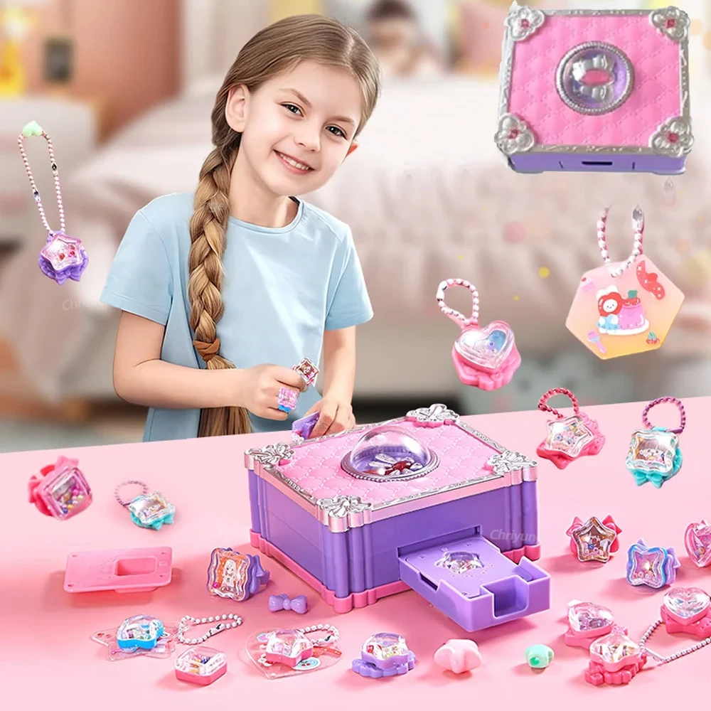 Magic Jewelry Making Kit 3D Magic DIY Jewel Rings Keychain Creative Handmade Craft Box Set for Girls Xmas Birthday Gifts