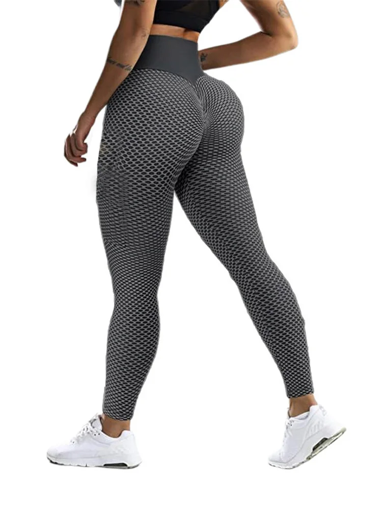 In-stock Honeycomb Jacquard Yoga Pants Women's Western Style High-Waisted Sports Leggings Long Pants Butt-Lifting Fitness Pants