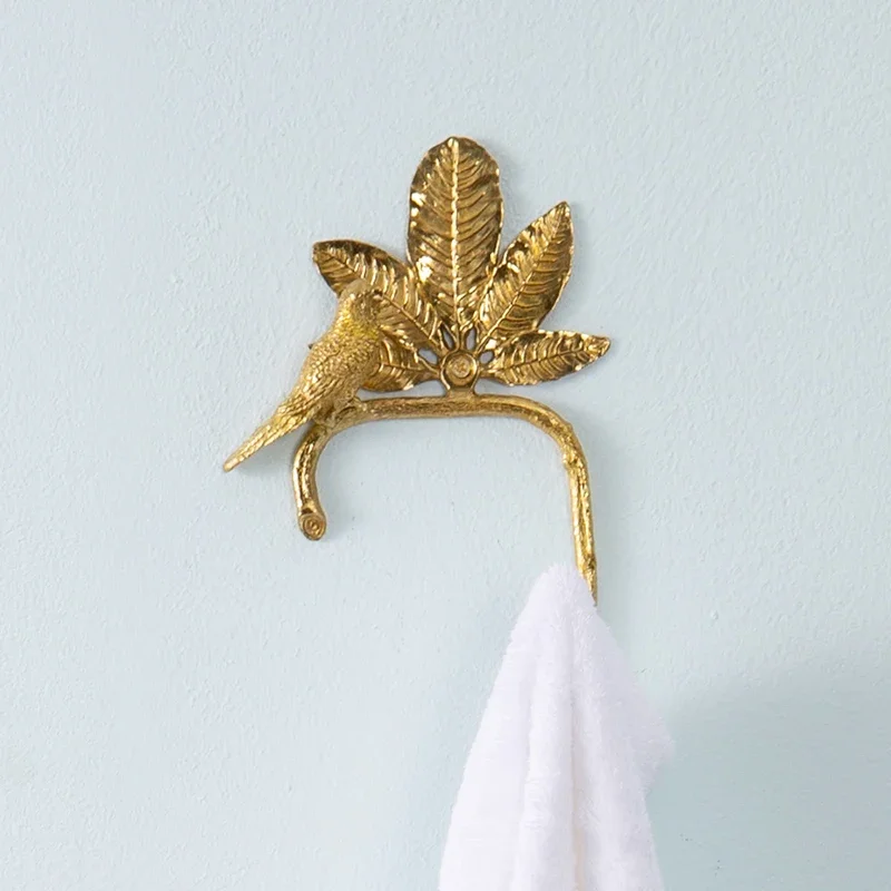 Brass Bird and Leaf Towel Hook   Retro Towel Hanger   Sturdy Coat Rack for Bedroom and Hotel  Functional Bathroom Organizer