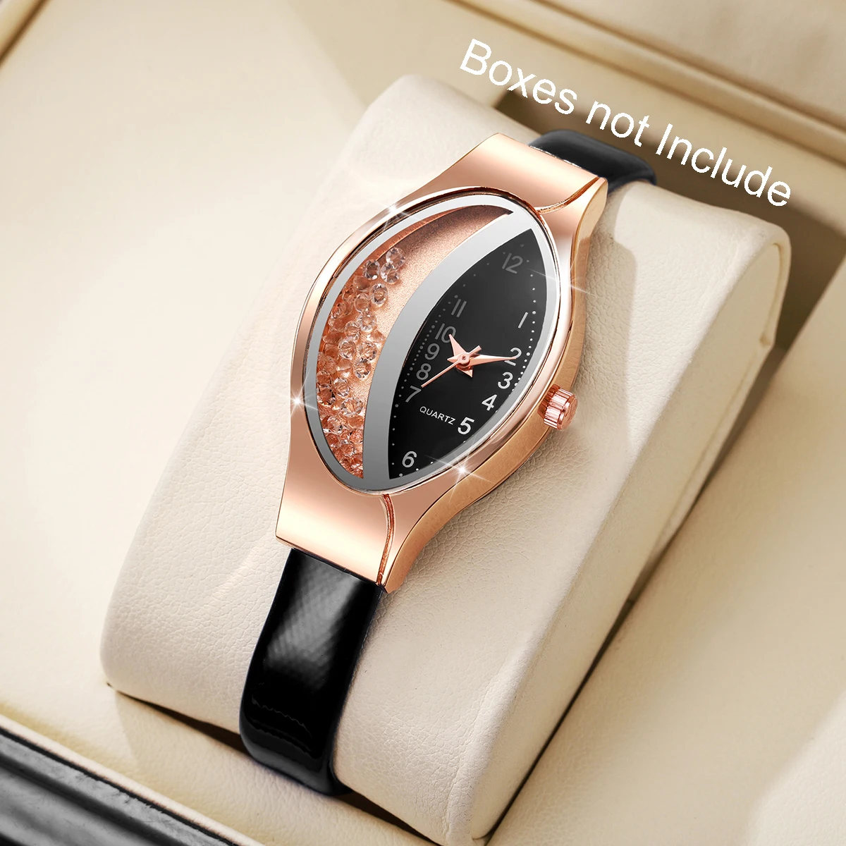 Fashion Rhinestone Women Quartz Wristwatch Casual Leather Strap Arabic Dial Watch For Ladies Clock Reloj Mujer (Without Box)