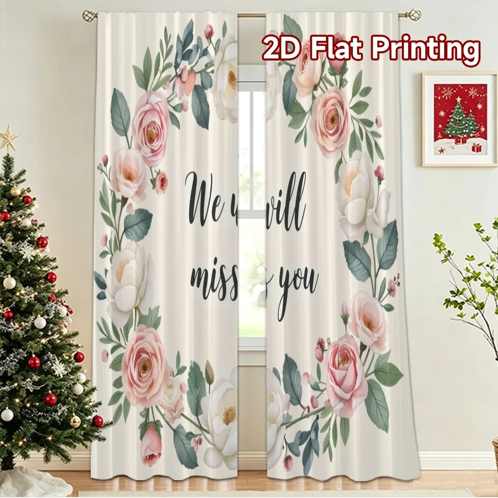 2D flat 2pcs Curtain Country Style Farewell We Will Miss You Digitally printed polyester, colorfast Party & Holiday Decor Use