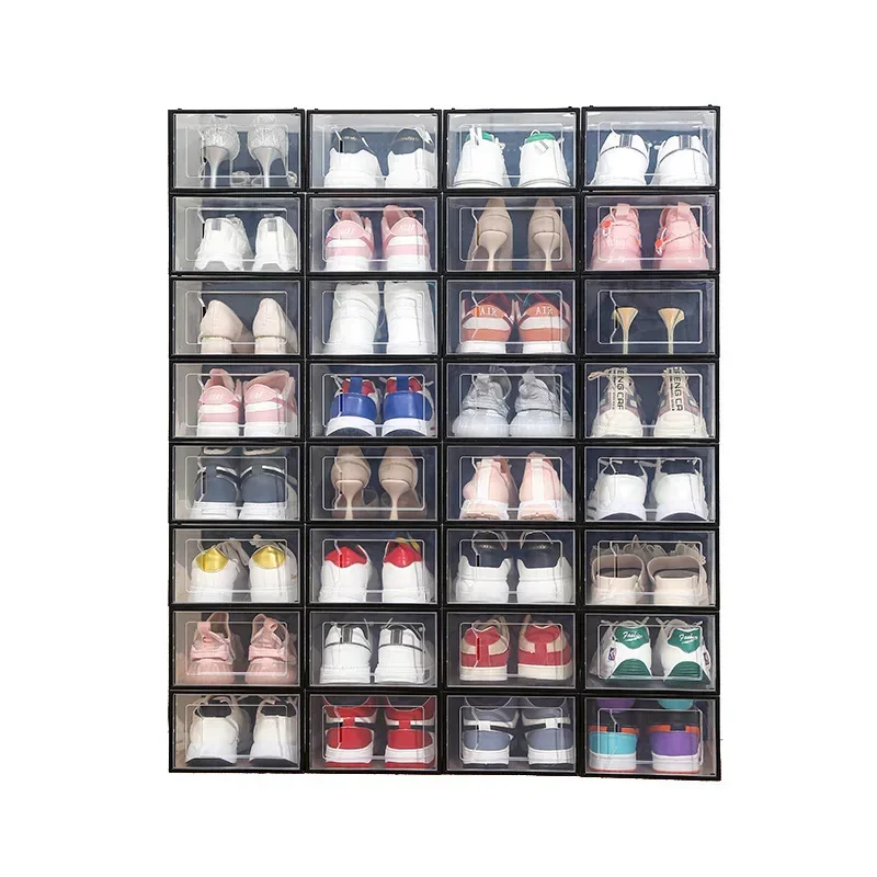 Transparent Shoe Box Dustproof Thickened Plastic Sport Shoe Storage Box Stackable Cabinet Transparent Storage Rack for Groceries