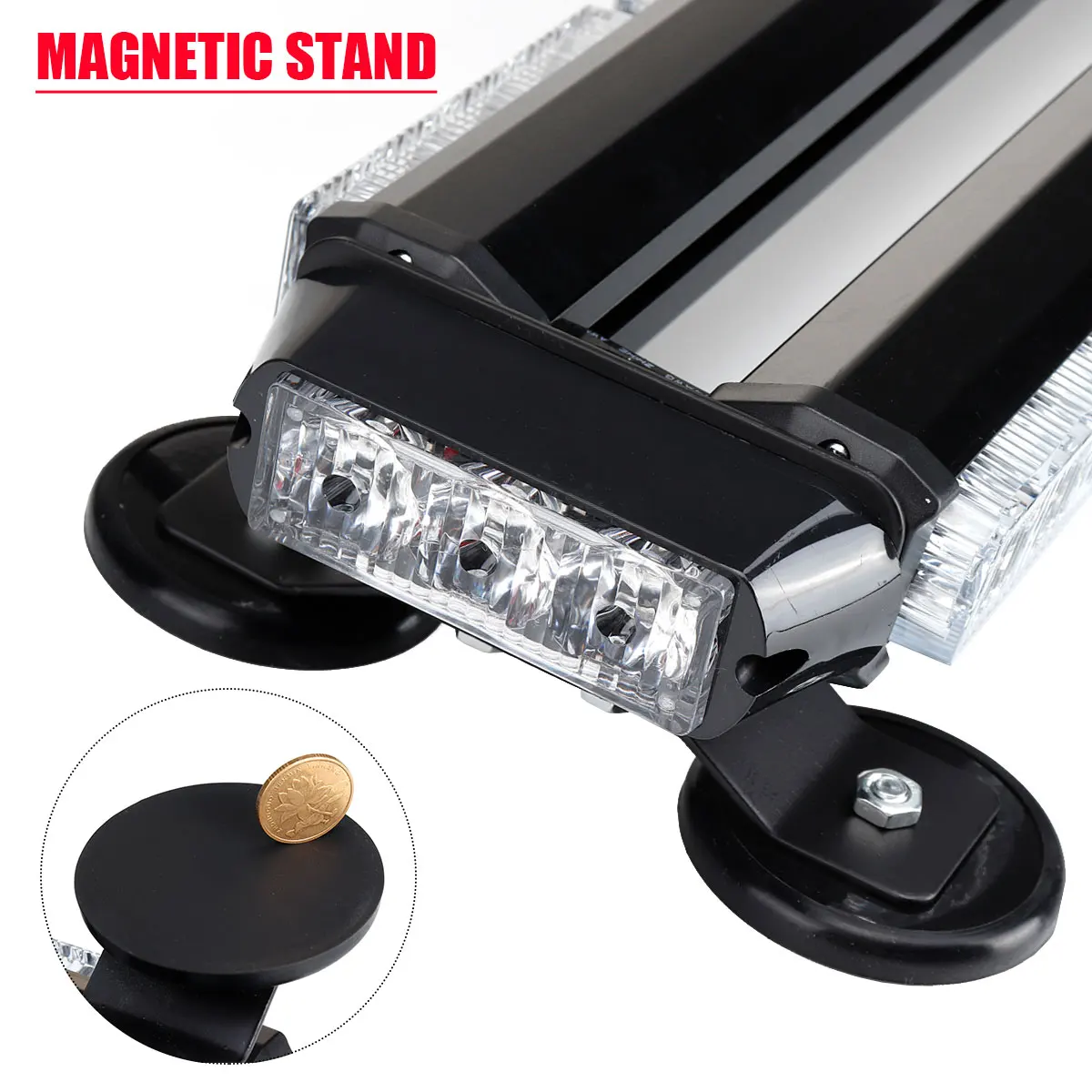 28 Zoll 54 LED Weiß & Bernstein LED Stroboskop-Lichtleiste Blinkende Warnleuchte für Dach Notfall-Warnlampen 7 Blitzmodi Auto LKW – Detail 6