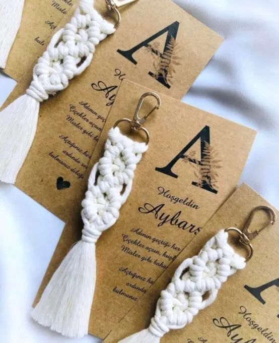 Macrame Keychain 50 PCs birthday Birthday Babyshower Promise Engagement Wedding for your special hediyelik