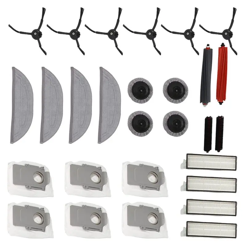 A36T-For Roborock S8 Maxv Ultra/S8 Max Ultra Vacuum Replacement Parts Set-Main Brush Side Brush Filter Mop Cloth Dust Bag