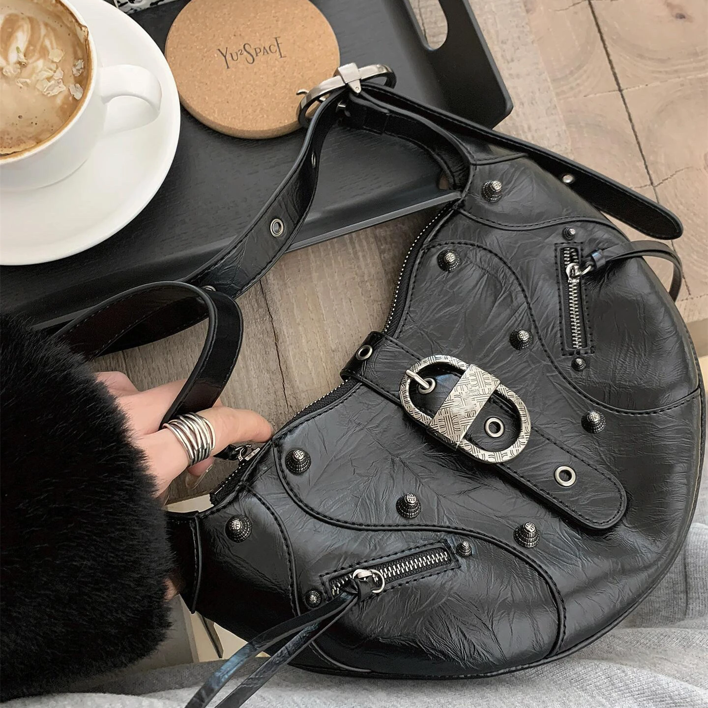 

JW PEI байкерская сумка с круассаном - экологически чистая сумка через плечо из вощеной кожи, просторная сумка на плечо, женская уличная сумка большой вместимости