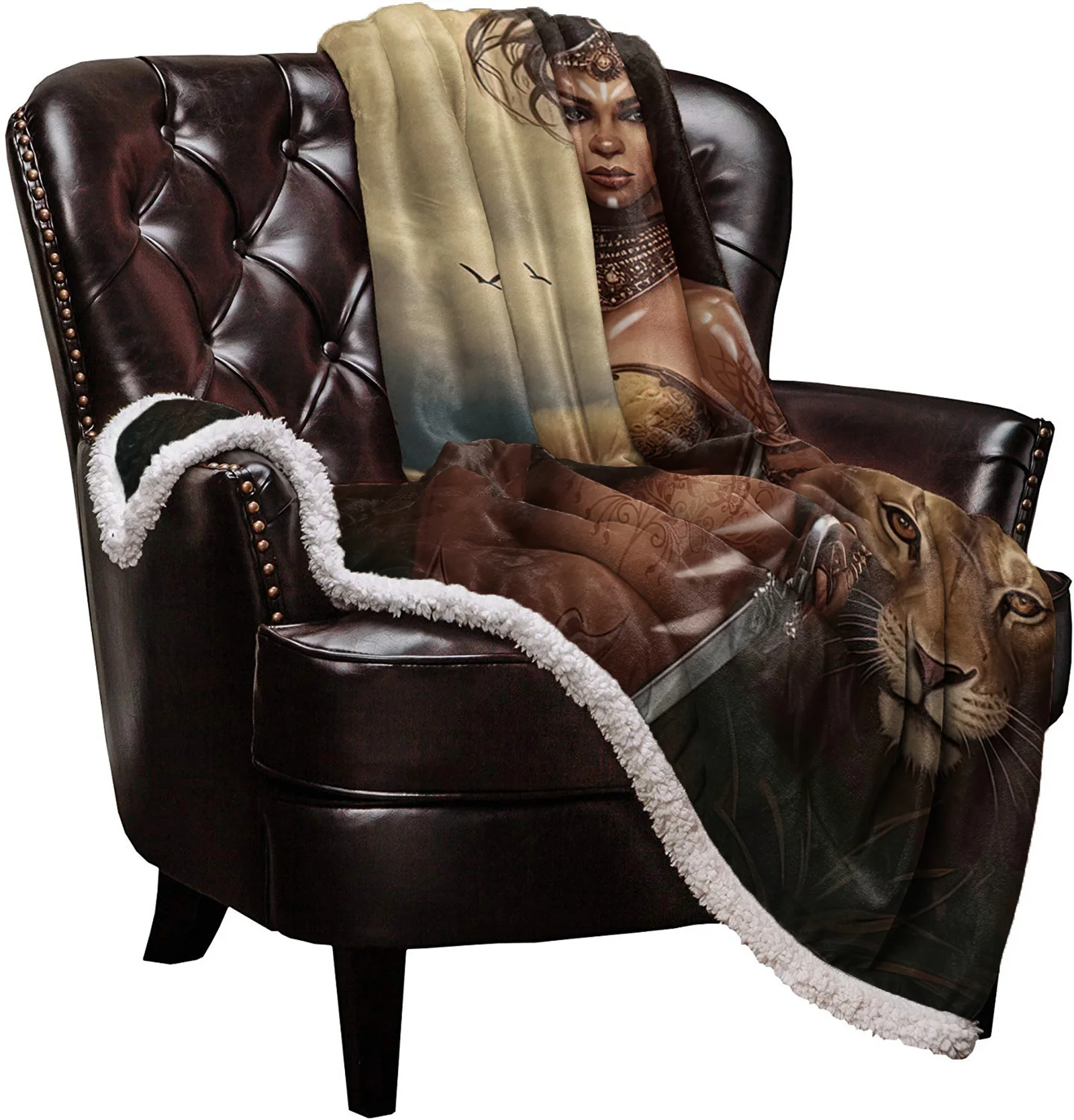 African Savanna Woman Lion Blankets Winter Warm Cashmere Blanket Office Sofa Soft Throw Blanket Kids Bed Bedspread