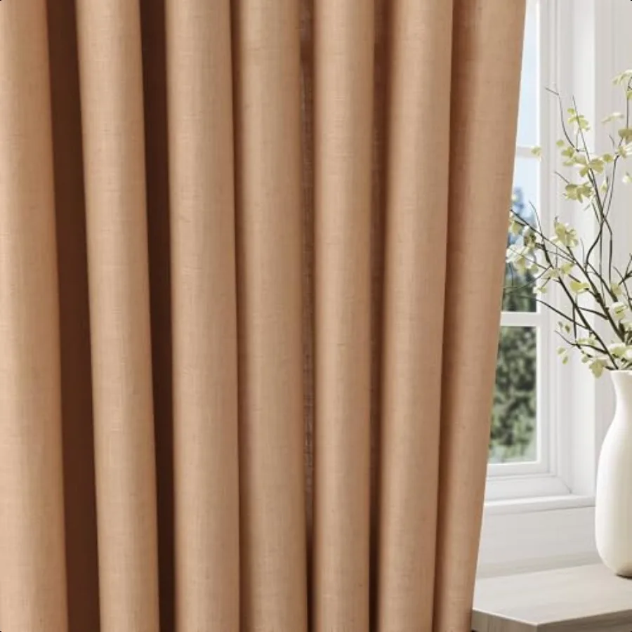 الجمل الكتان الستائر 84 بوصة طول 2 لوحات لغرفة المعيشة غرفة نوم ضوء تصفية شير الستائر 84 بوصة مزرعة حديثة #5