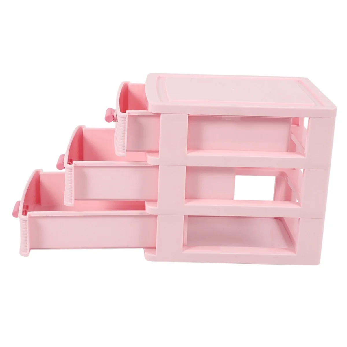 

A70P Plastic Drawer Designed 3 Compartment Jewelry Storage Box Pink