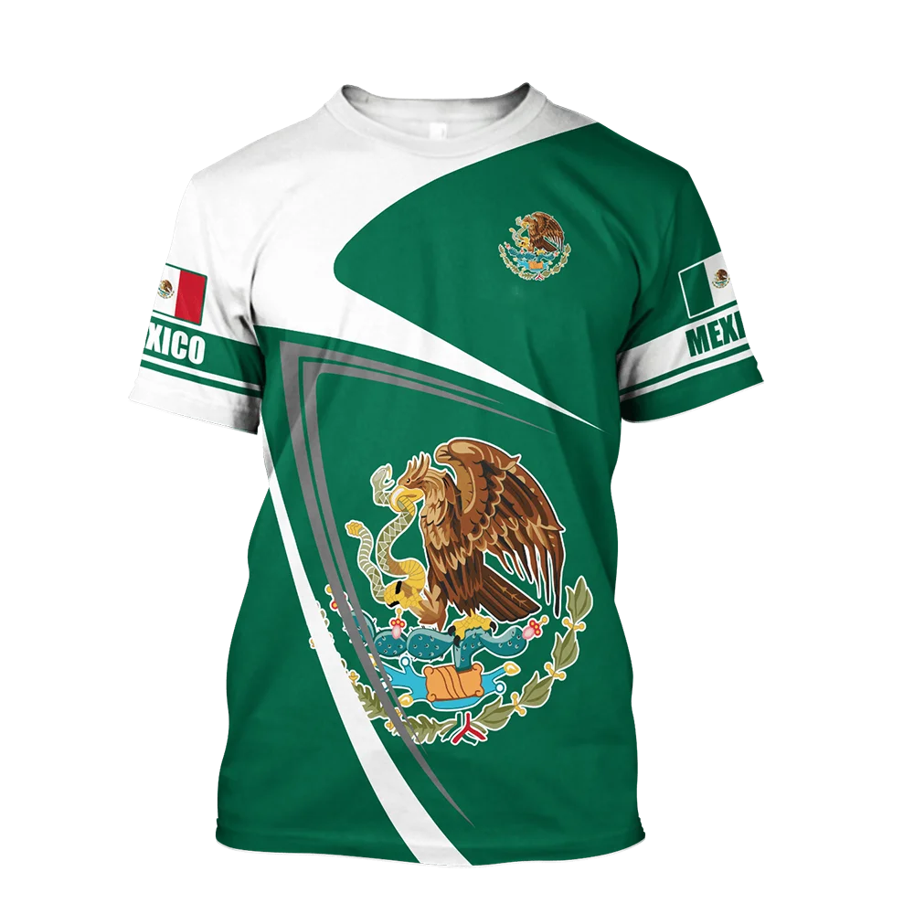 MEXICO Summer Men's T-Shirt Jersey Mexico Football Shirt Fashion O Neck Pullover Tops Tees Large Size Loose Retro Men's Clothing