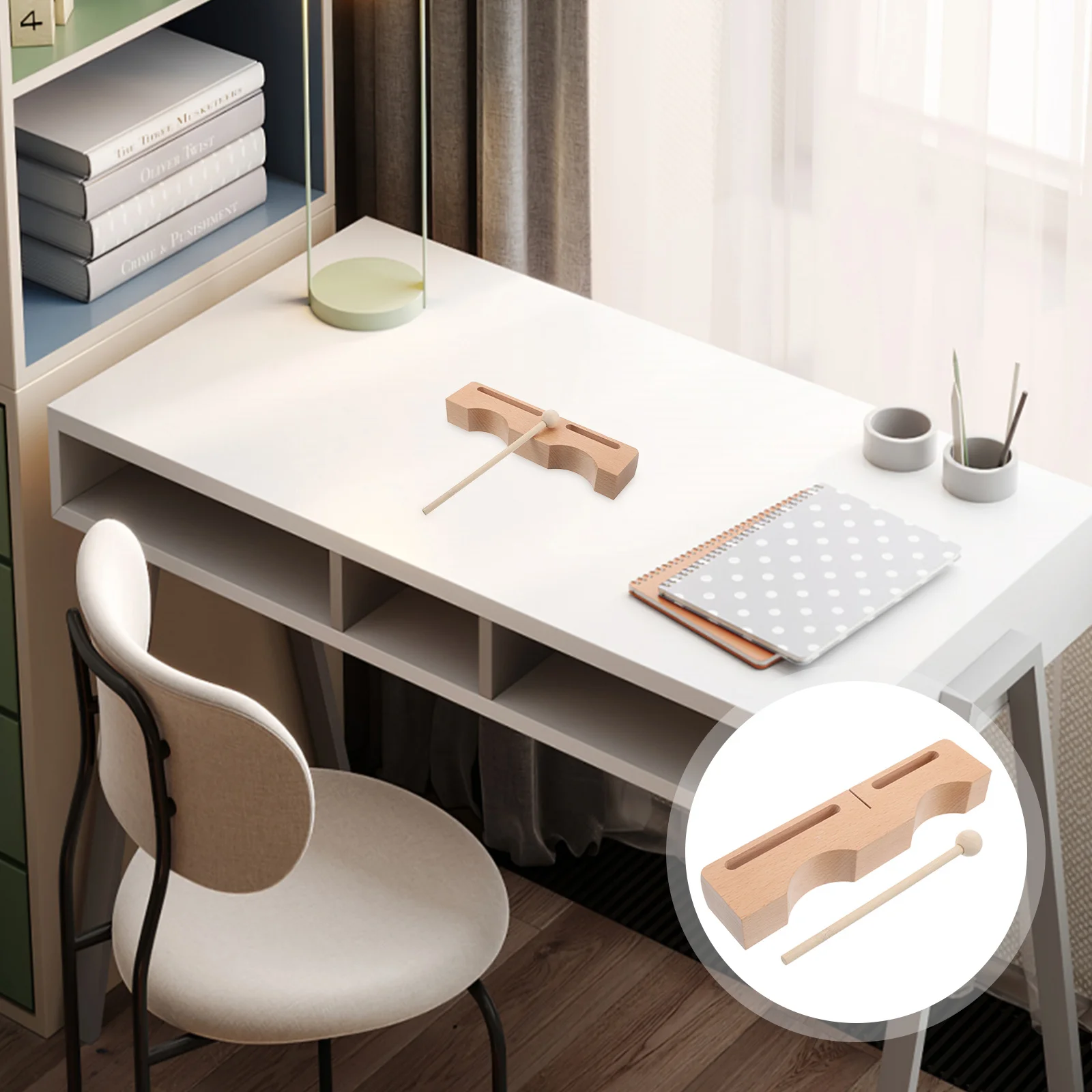 

Wooden Percussion Block Hardwood Dual Bass Tone Light Yellow Handheld Professional Rhythm Instrument for Opera Performance Music