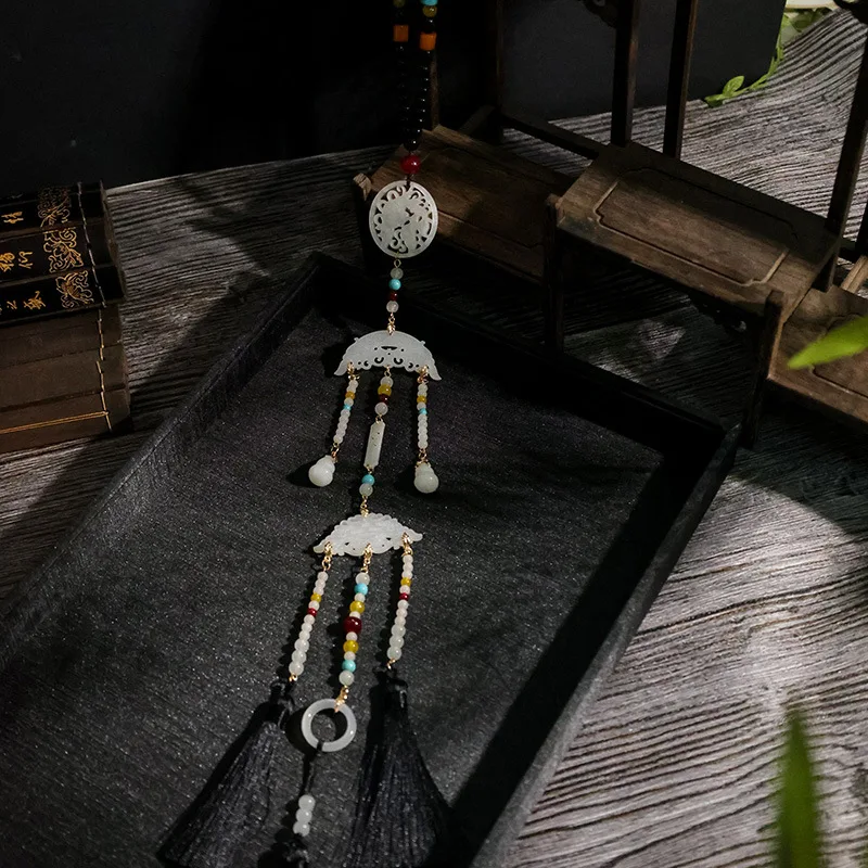 Chinese Traditional Long Tassel Hanfu Waist Pendant Antique Hanging Ornament For Warring States Robe Mamian Skirt Daily Cosplay