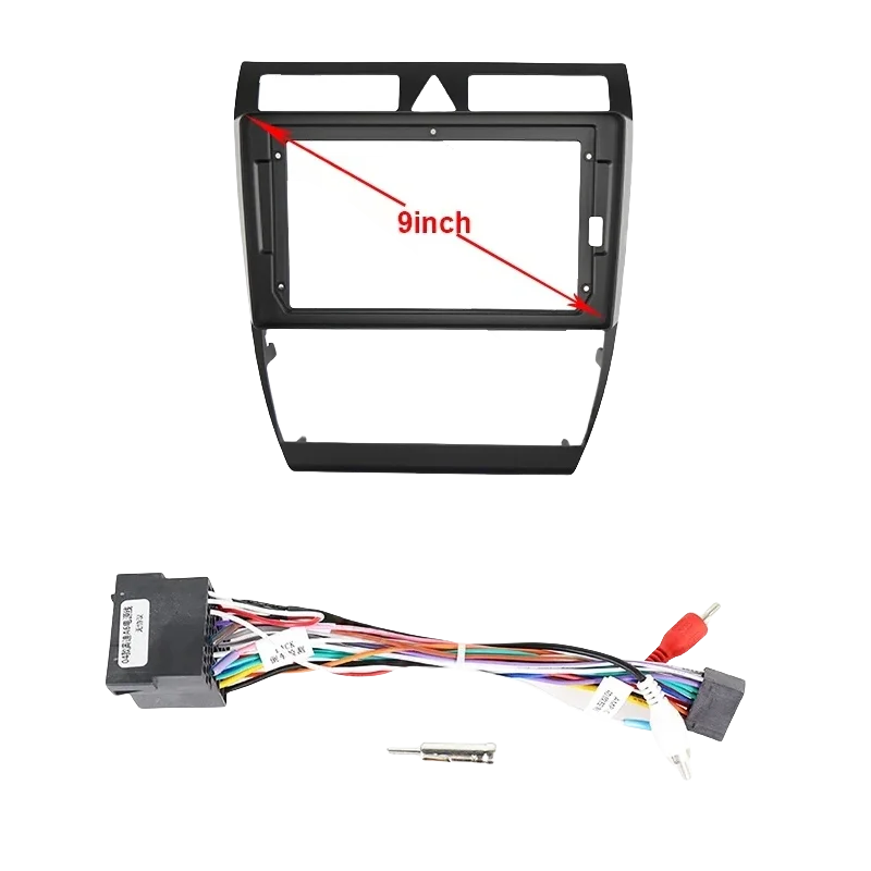 Car Radio Fascia Frame For 2004 AUDI A6 9 inch Stereo Panel Wire Harness Power Cable Adapter Canbus Decoder view 2
