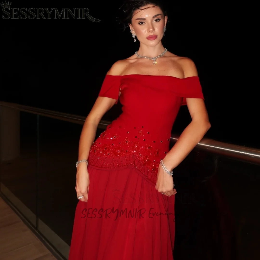 SESSRYMNIR SESSRYMNIR Women'S Formal Evening Gowns Customize Red Off-The-Shoulder Elegant Party Dresses Beading A-Line Birthday Dresses - Aliexpress Deal