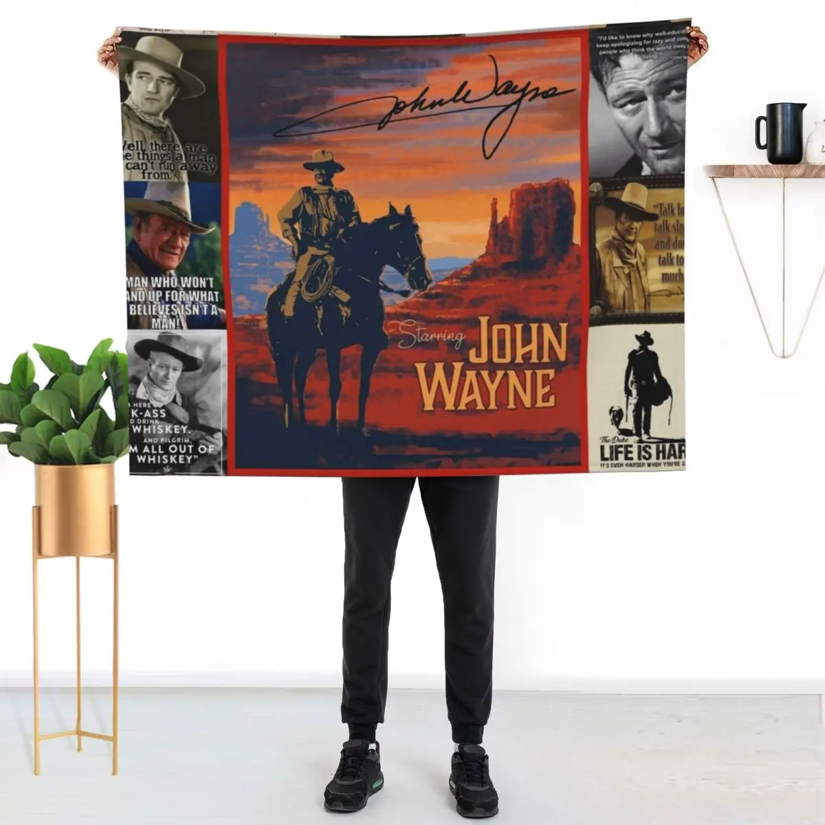 

John Wayne Quote Throw Blanket Multi Purpose Soft Warm Blanket for Home Travel