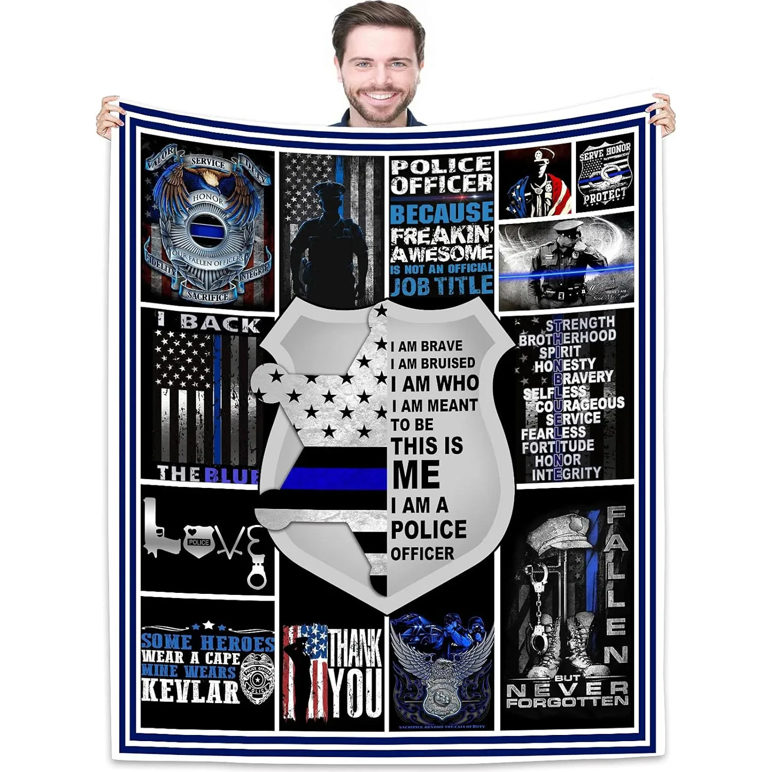 

Фланелевое одеяло офицера по индивидуальному заказу — подарок на день рождения лучшего офицера, забавный подарок на день рождения