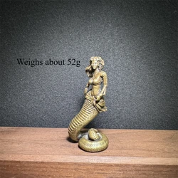 Little Fairy/ Retro Pure Copper Mermaid Tea Pet Creative Home Furnishings Metal Animal Model Home Garden Decoration Gift