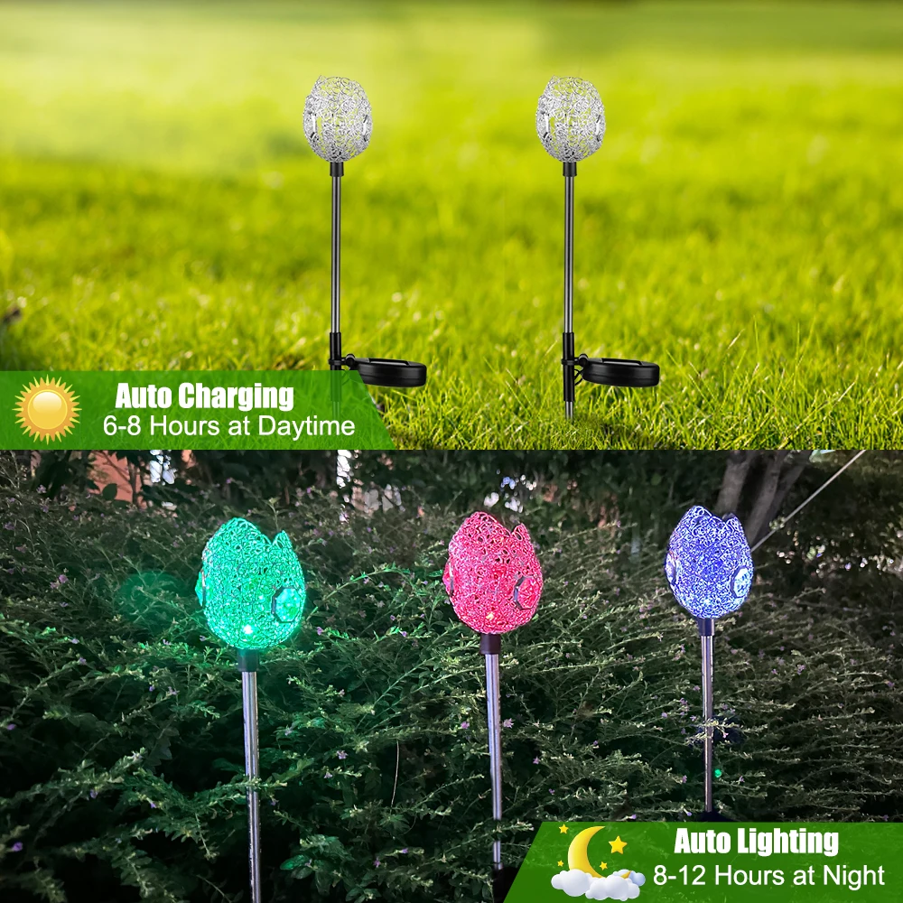 Imagem -06 - Lâmpadas Decorativas Solares de Gramado Fio de Cobre Ip65 Impermeável Iluminação do Jardim ao ar Livre Led Rgb Colorido Caminho Passarela Pátio