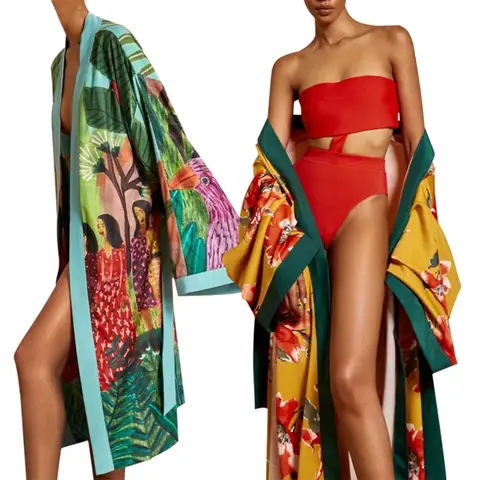 Cardigan kimono traditionnel japonais pour femmes, coupe-vent imprimé Boho, robe sexy, mode d'été Europe et Amérique