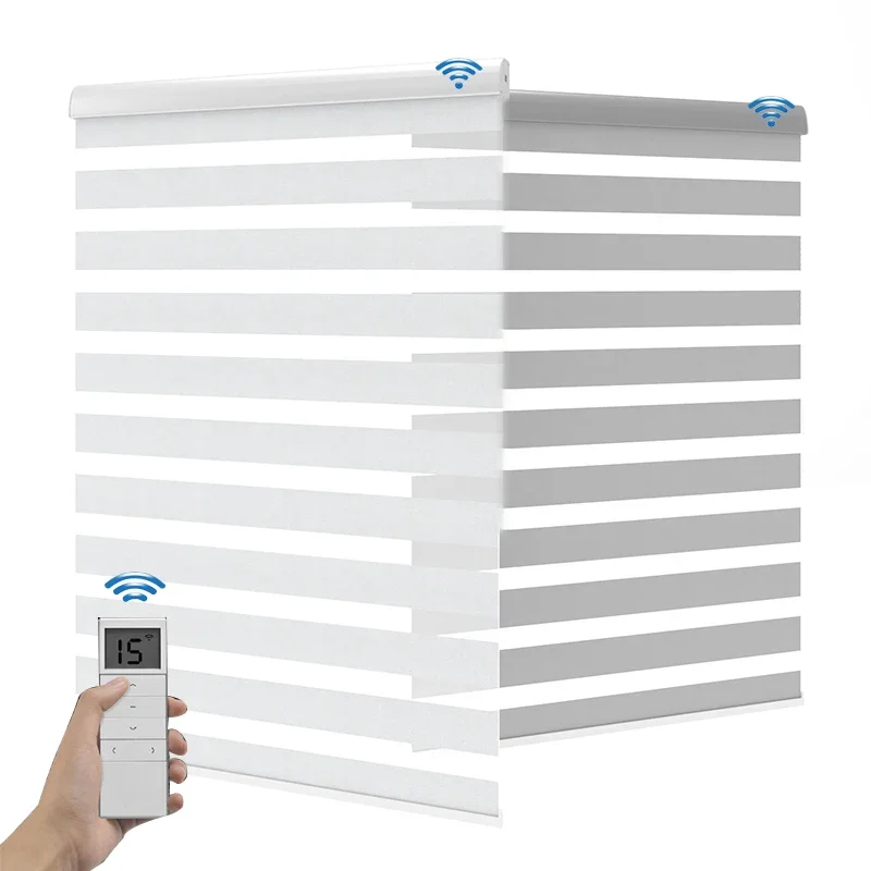 

Кассетные моторизованные жалюзи Zebra на заказ, полузатемняющие рулонные жалюзи для окон