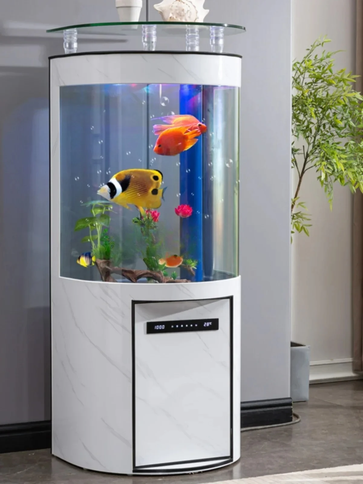 FG10Light Luxury Semicircle Bottom Filter Ecological Fish Tank Change Water Household Aquarium