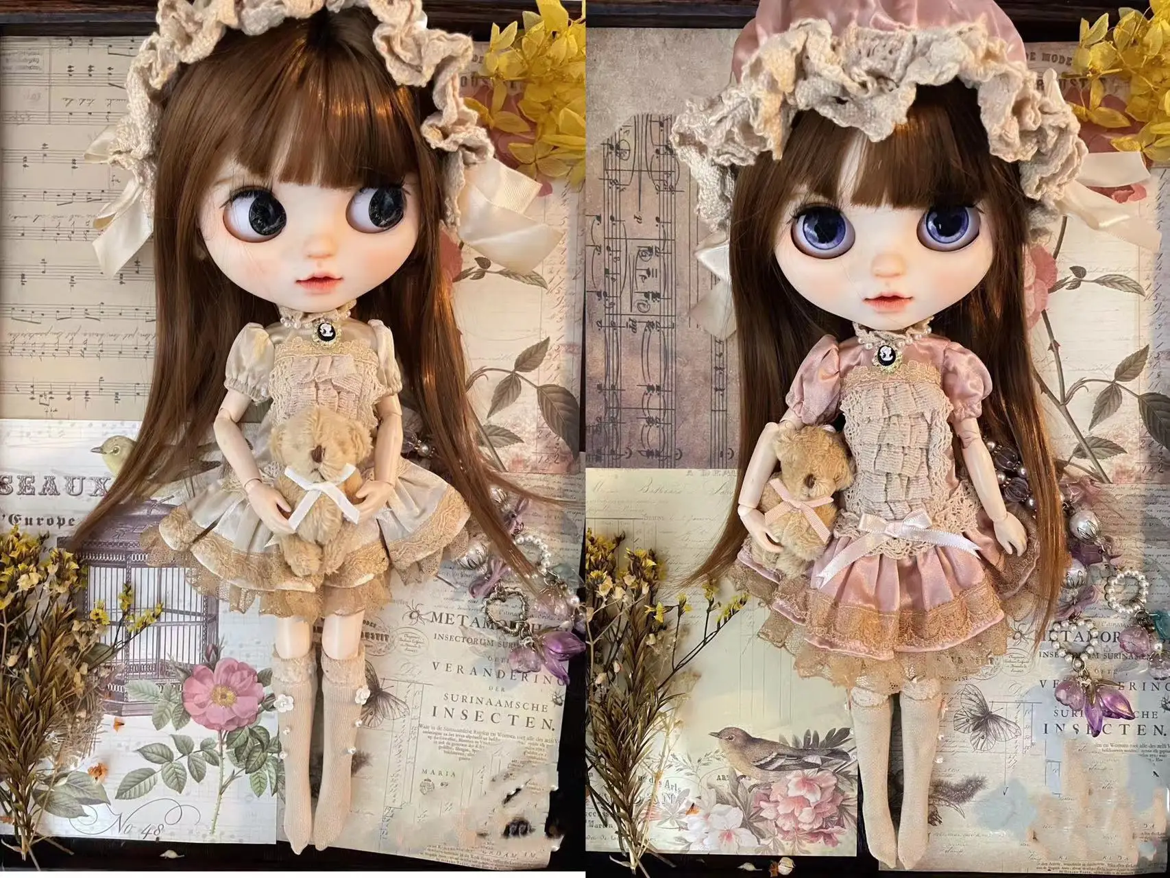 

Tea dyeing series Blythe clothes dress Retro antiques skirt dressing 1/6 30cm BJD anime girl (Fit for Pullip,Ob24, Licca)