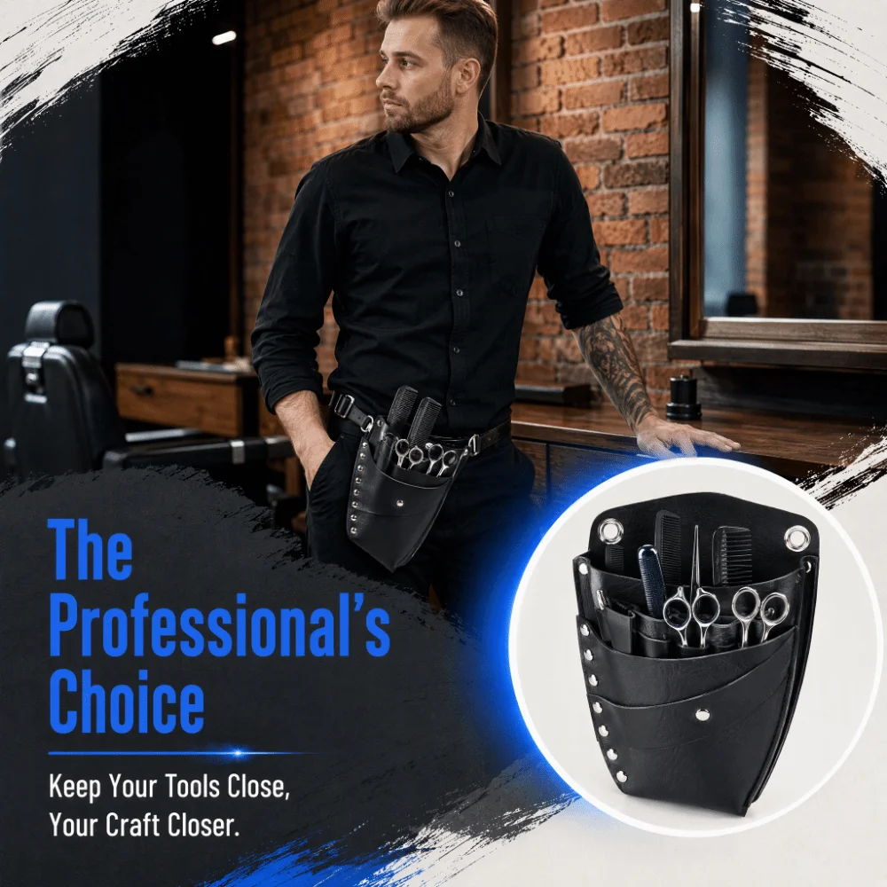 Waist Shoulder Belt Hair Shear Storage Bag Pocket Design Durable Stitching Scissor Pouch Rivet Clips Scissors Belt For Groomer
