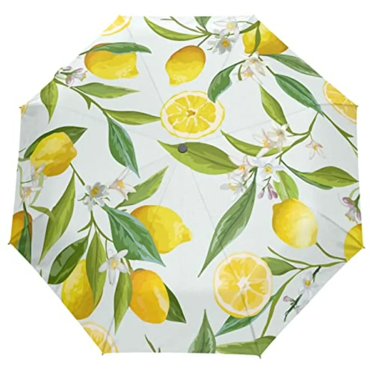 Yellow Lemon Travel Umbrella Cartoon Fruit Folding Rain Umbrellas Windproof Compact Lightweight for Adults Teens Kids Boys Girls