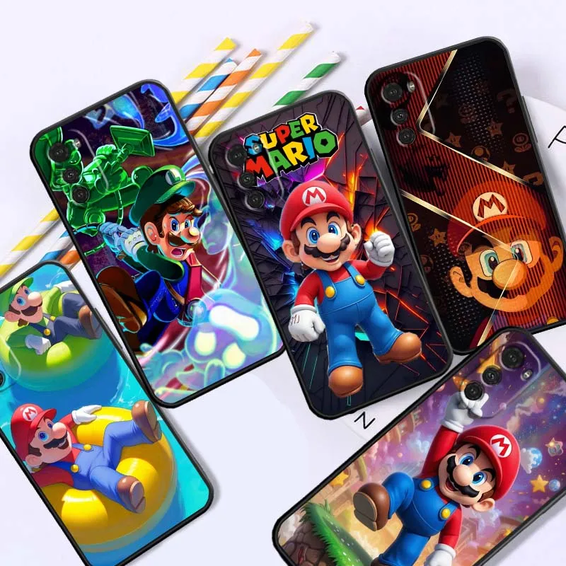 

M-Marios Cartoon Cute Phone Case For Motorola G85 Edge 50 G24 G35 G14 G04 40 G72 G34 G31 G Stylus G54 G13 G32 5G Black